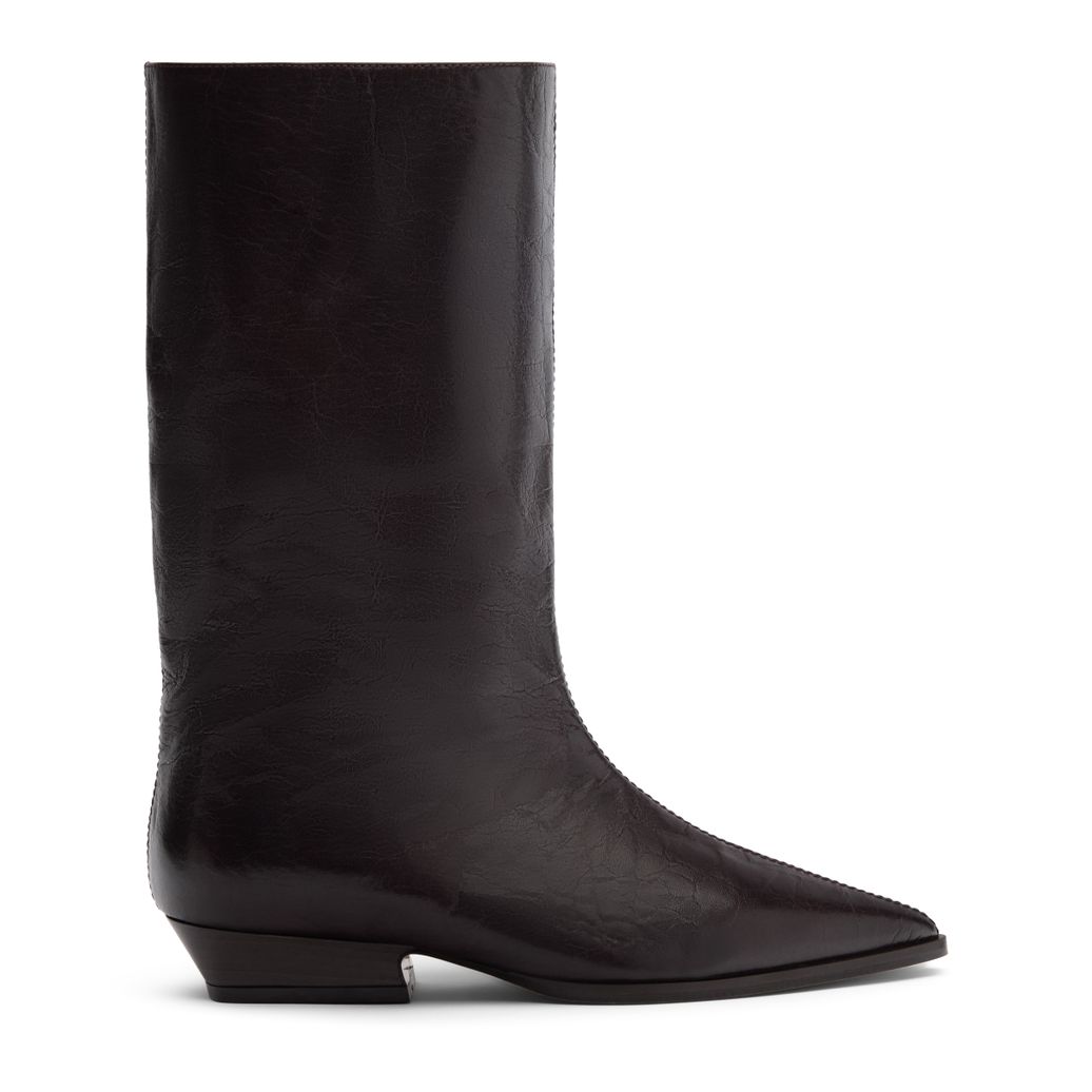Bordeauxrote Lackleder-Stiefeletten