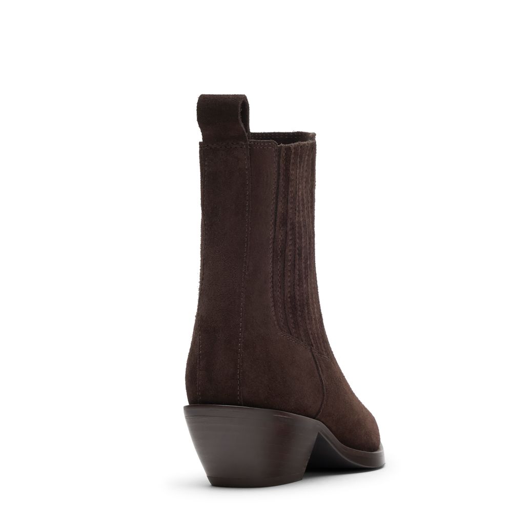 Dunkelbraune Cowboystiefeletten aus Veloursleder