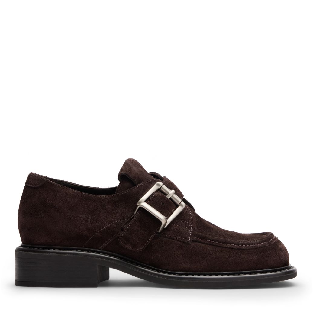 Chaussures en daim avec boucle - marron foncé