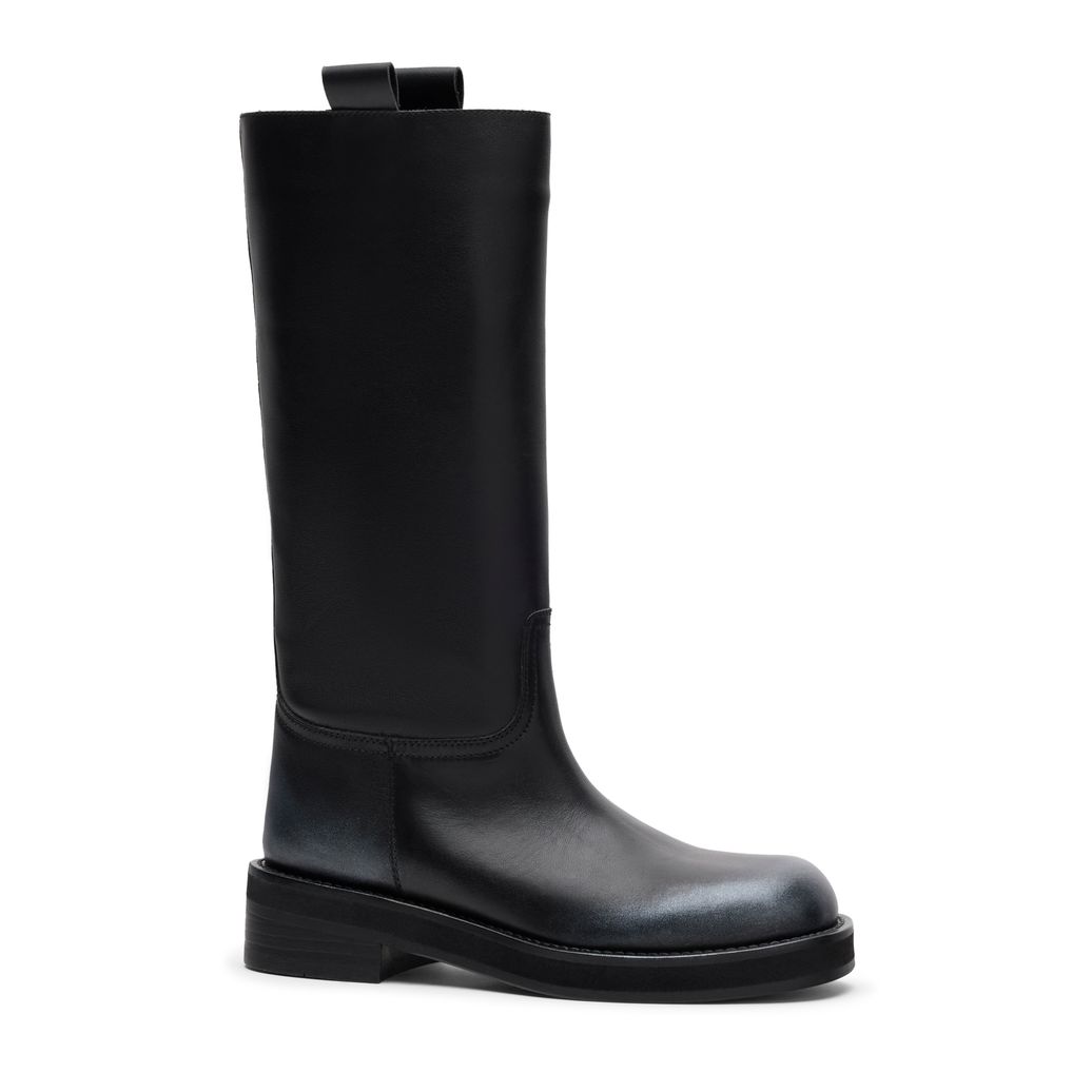 Schwarze Lederstiefel