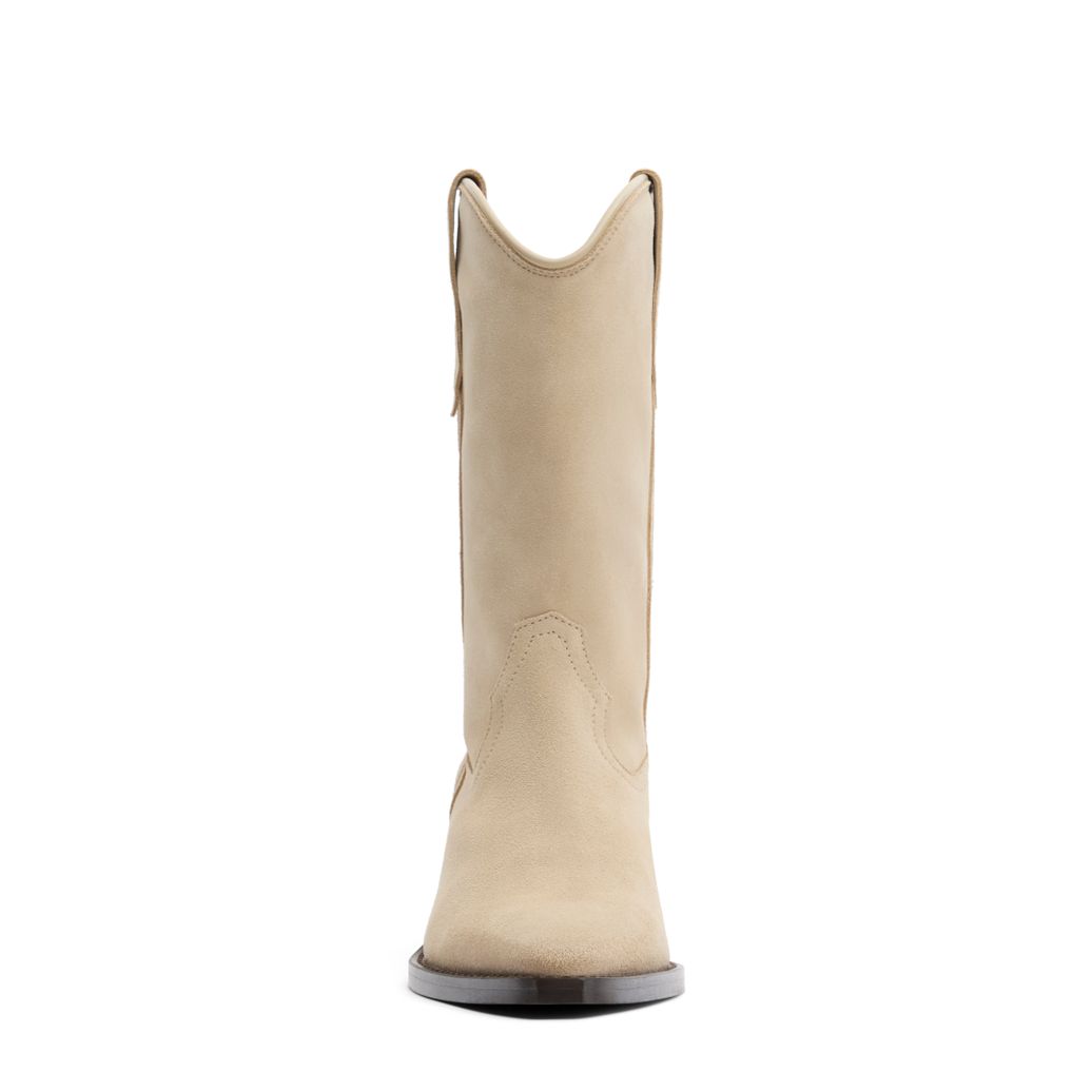 Beigefarbene Cowboystiefeletten