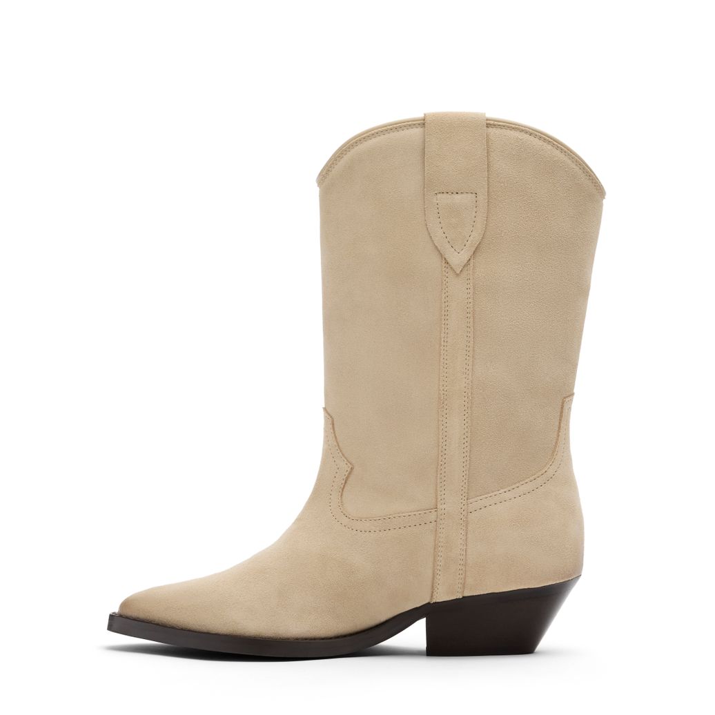 Beigefarbene Cowboystiefeletten