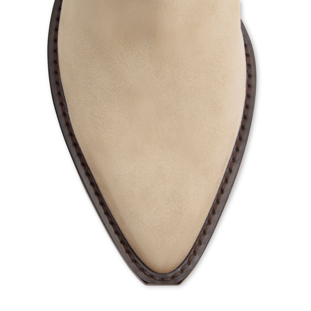 Beigefarbene Cowboystiefeletten