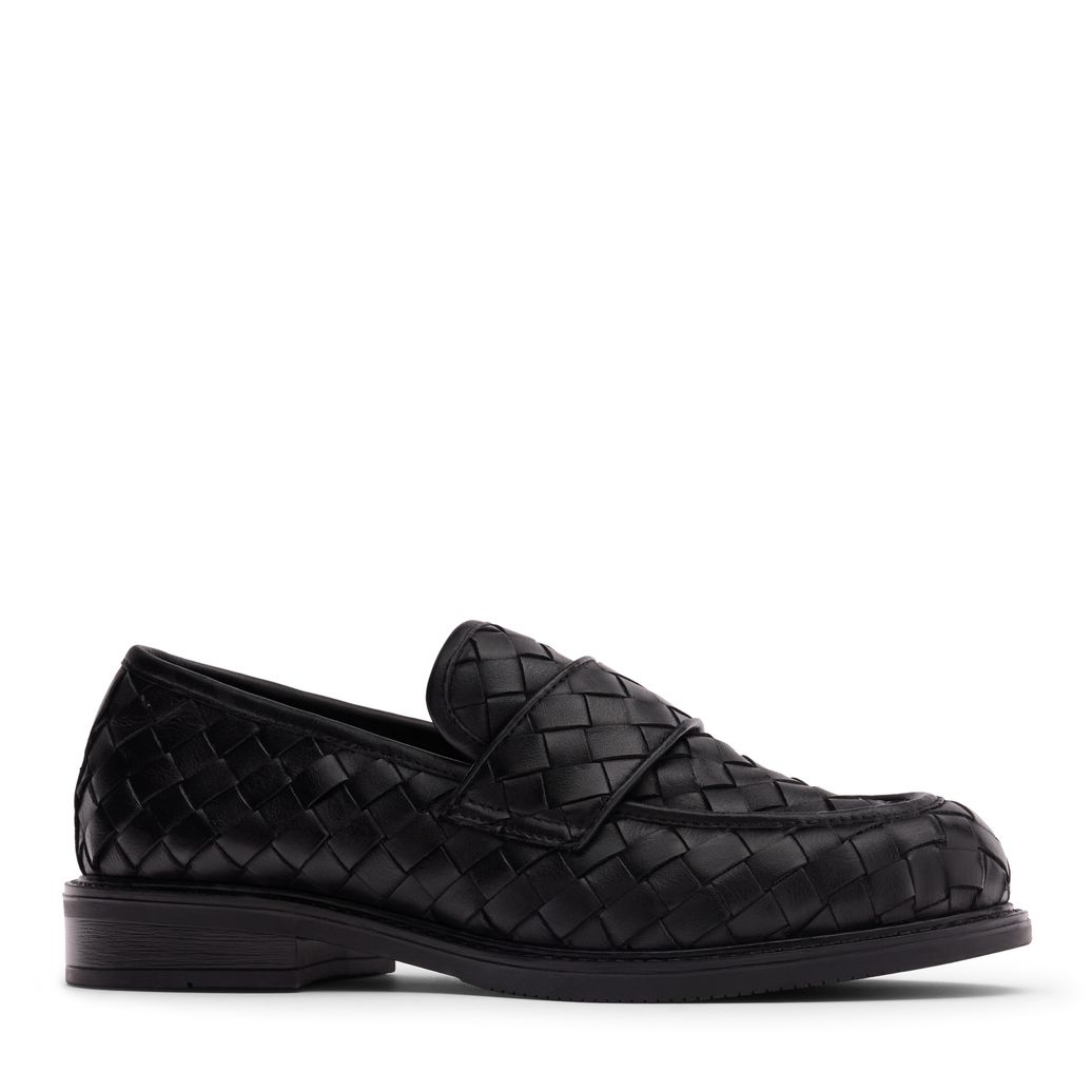 Zwarte leren gevlochten loafers