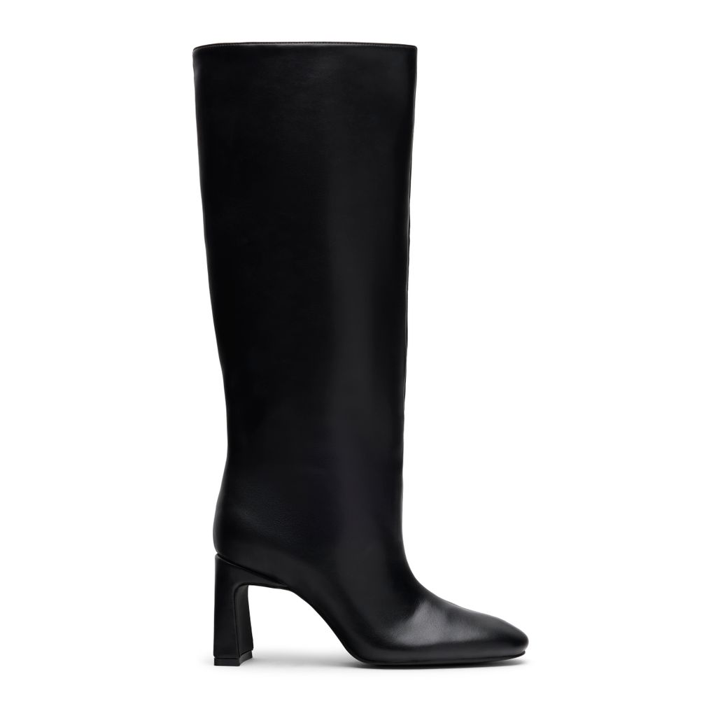 Bottes hautes à talon en cuir - noir