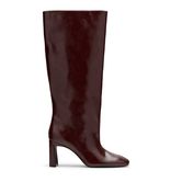 Burgundy leren hoge laarzen met hak