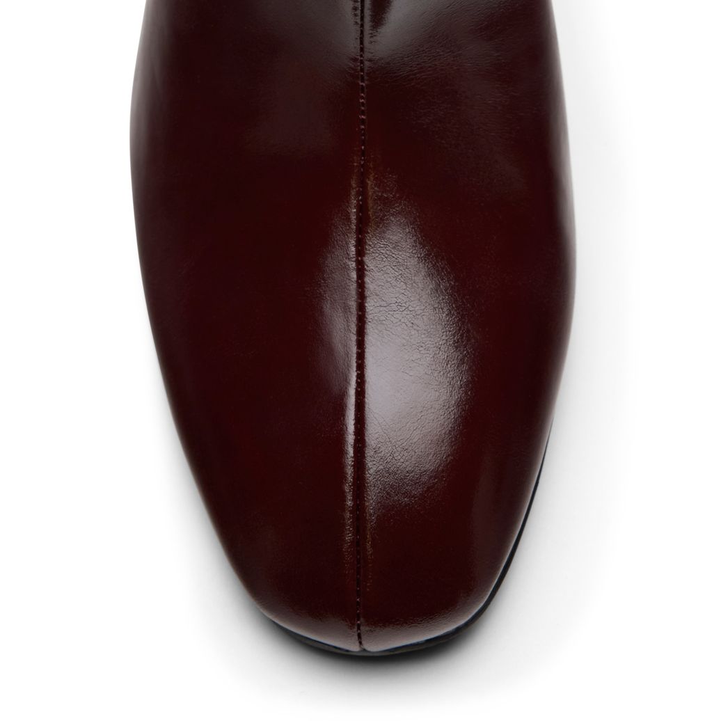Burgundy leren hoge laarzen met hak