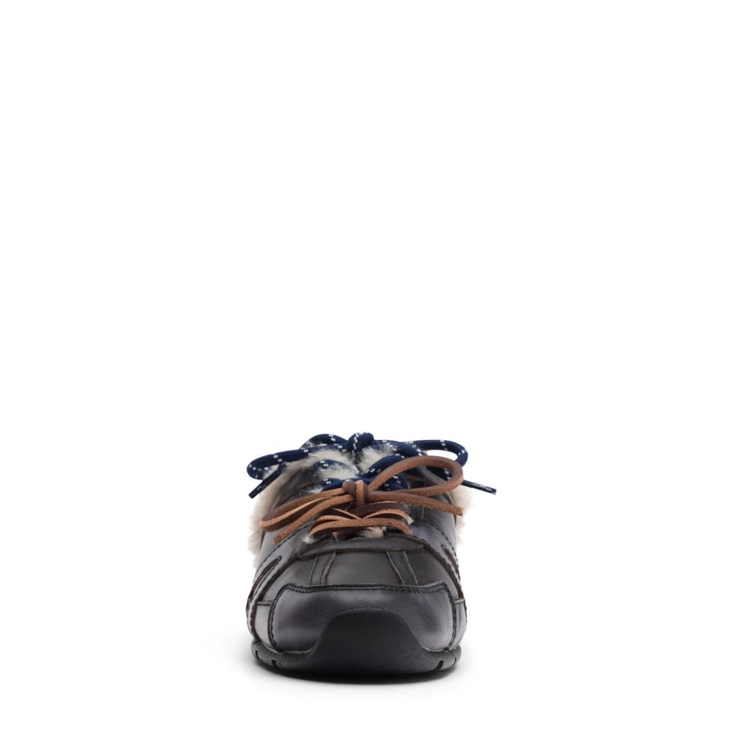 Greywashed faux fur sneaker muiltjes