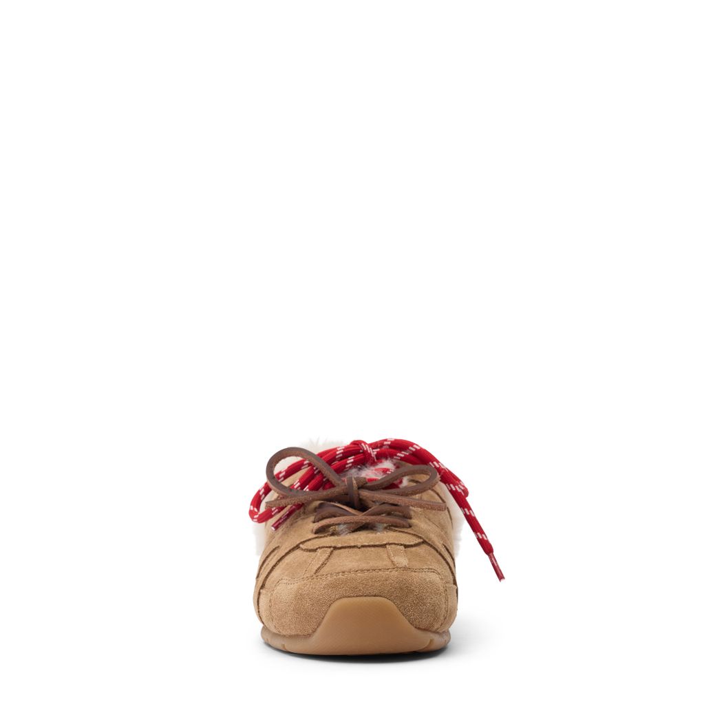 Beige suède faux fur sneaker muiltjes