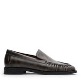 Mocassins en cuir aspect délavé avec effet plissé - gris