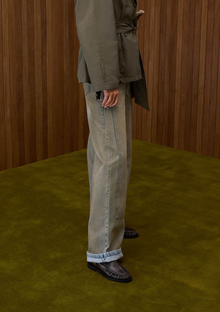 Greywashed leren loafers met rimpel design