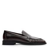 Mocassins en cuir aspect délavé avec effet plissé - marron