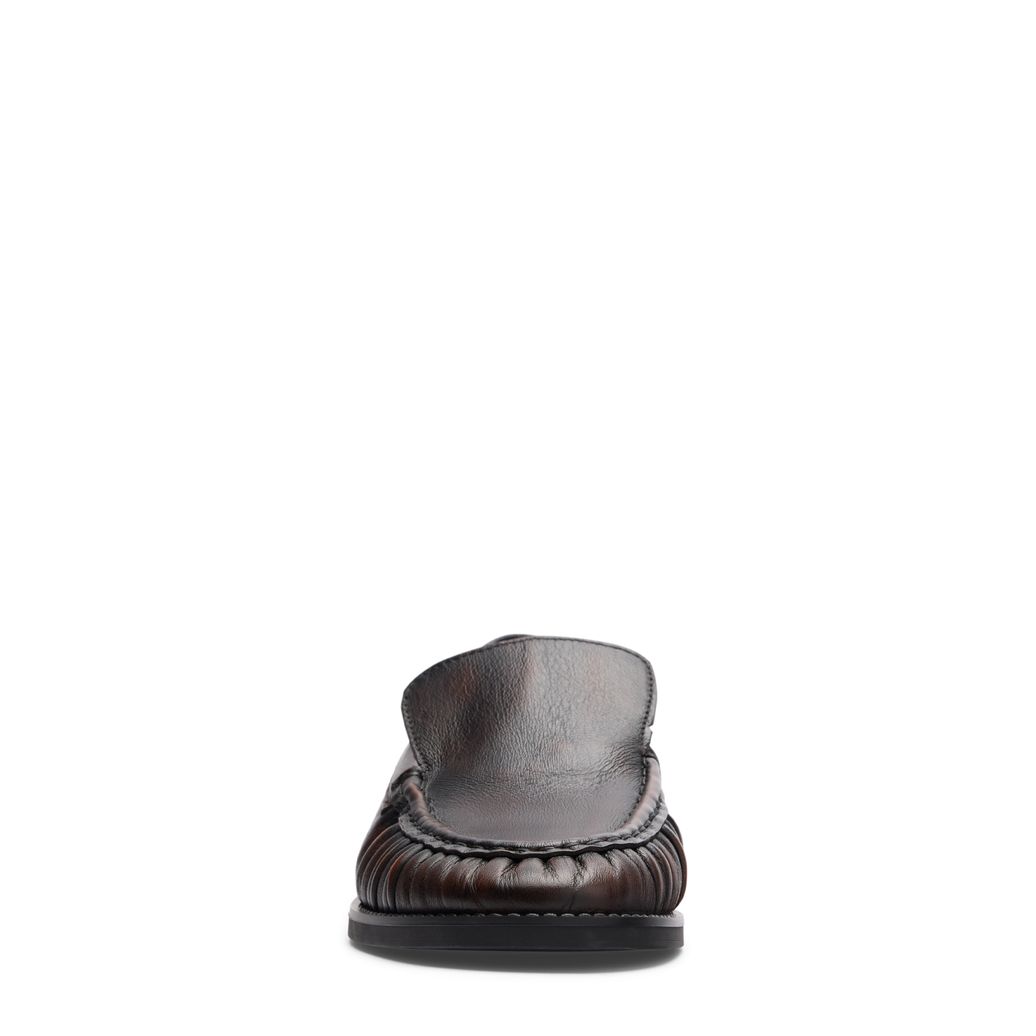 Brownwashed leren loafers met rimpel design