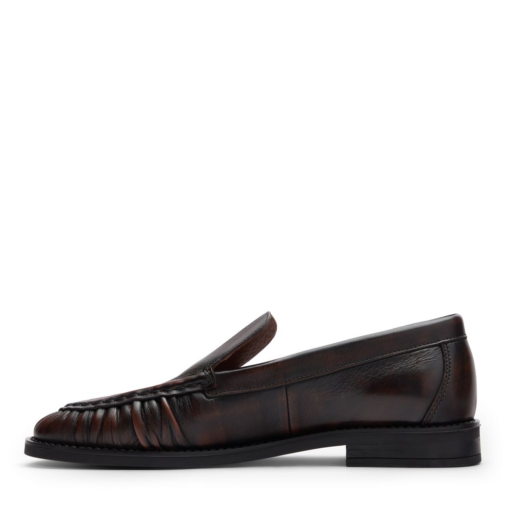 Brownwashed leren loafers met rimpel design