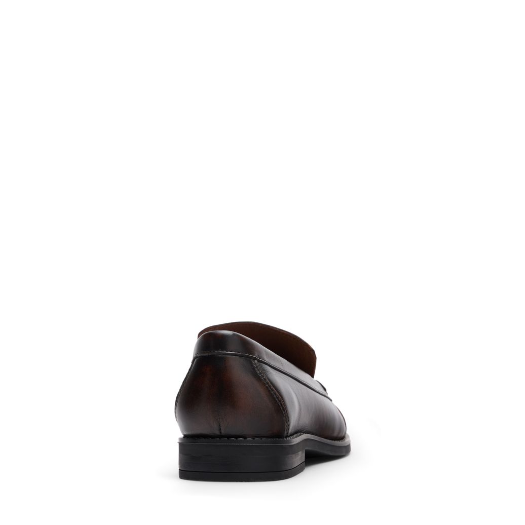 Brownwashed leren loafers met rimpel design