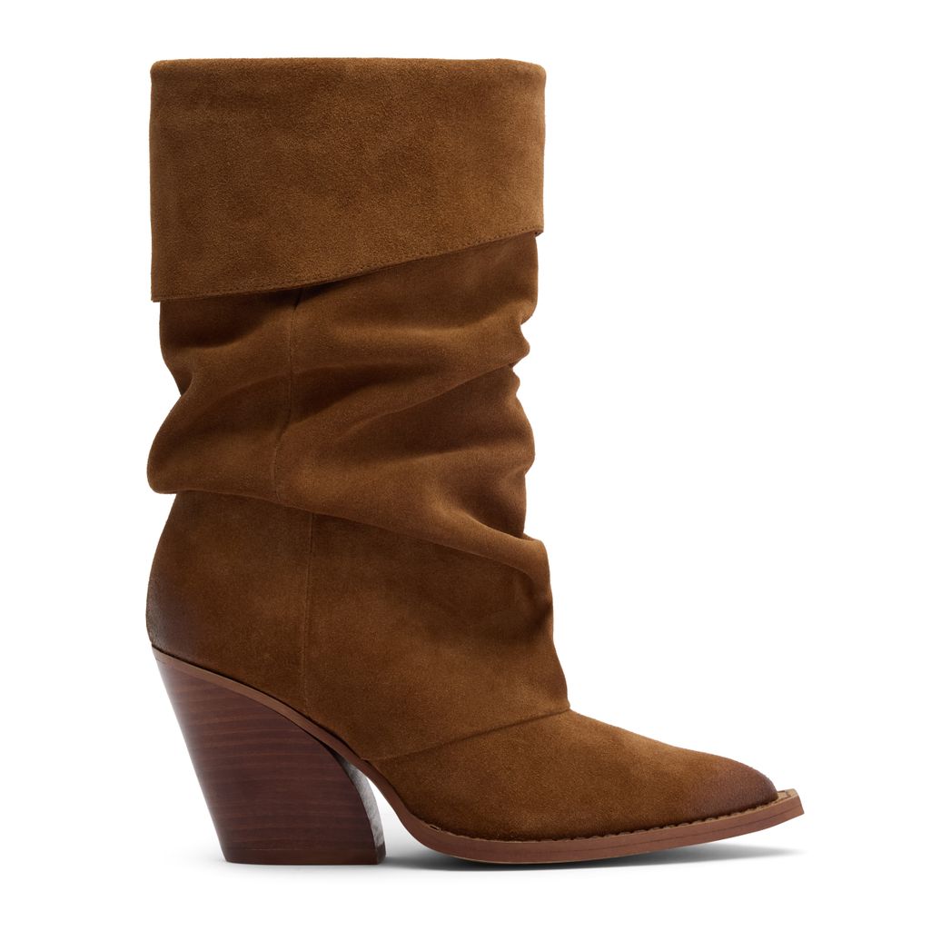 Cognac suède slouchy laarzen
