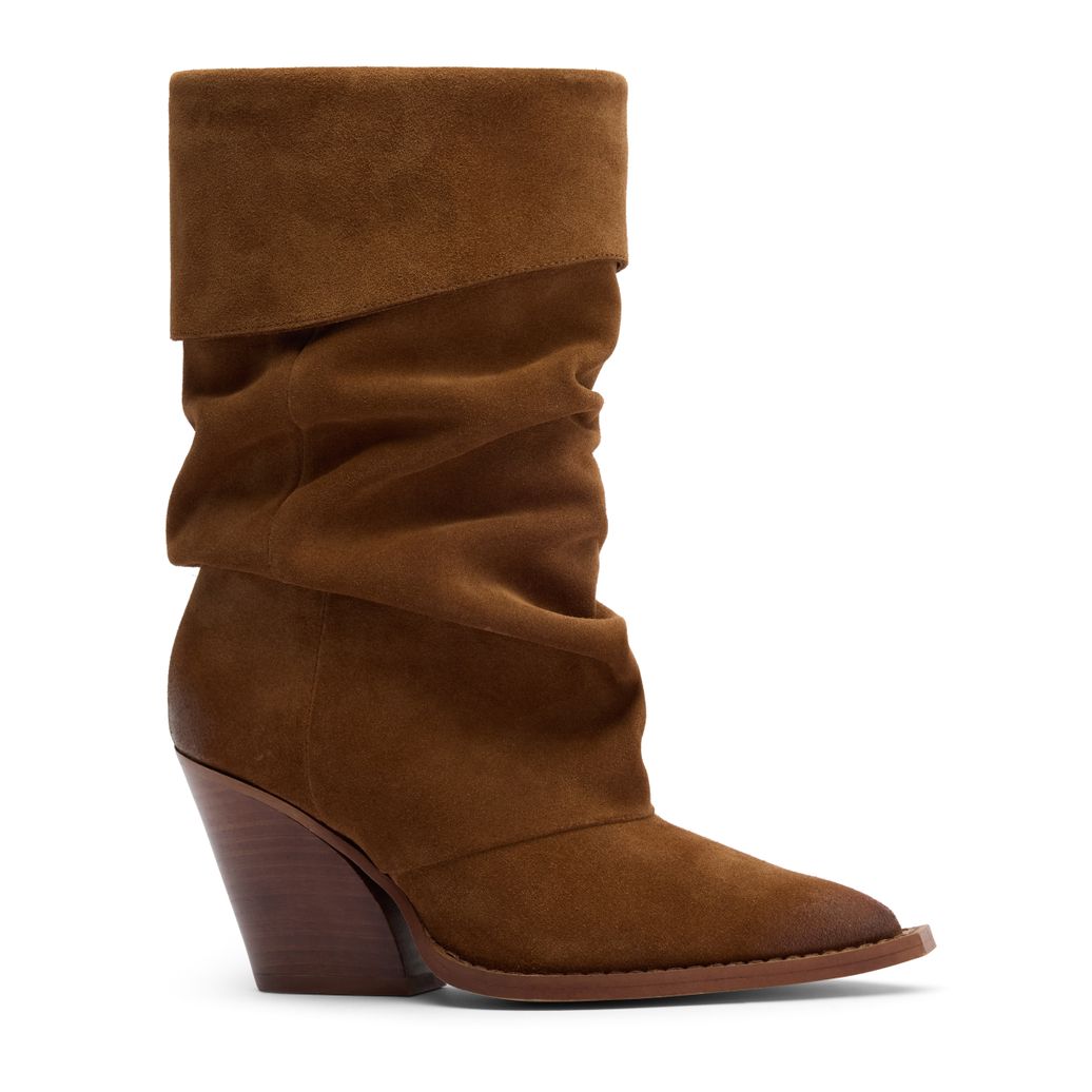 Bottes slouchy en daim cognac