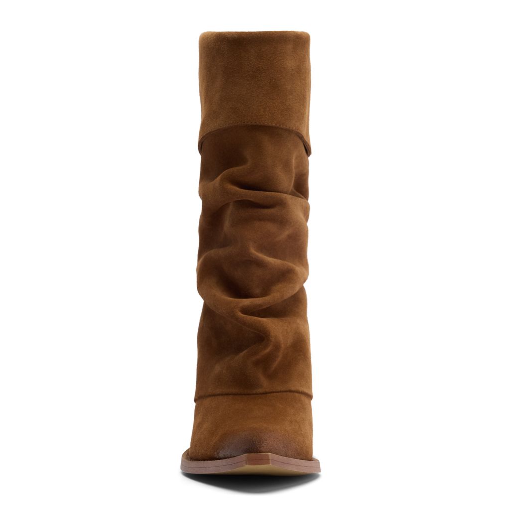 Bottes slouchy en daim cognac