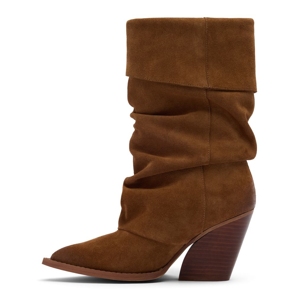Bottes slouchy en daim cognac