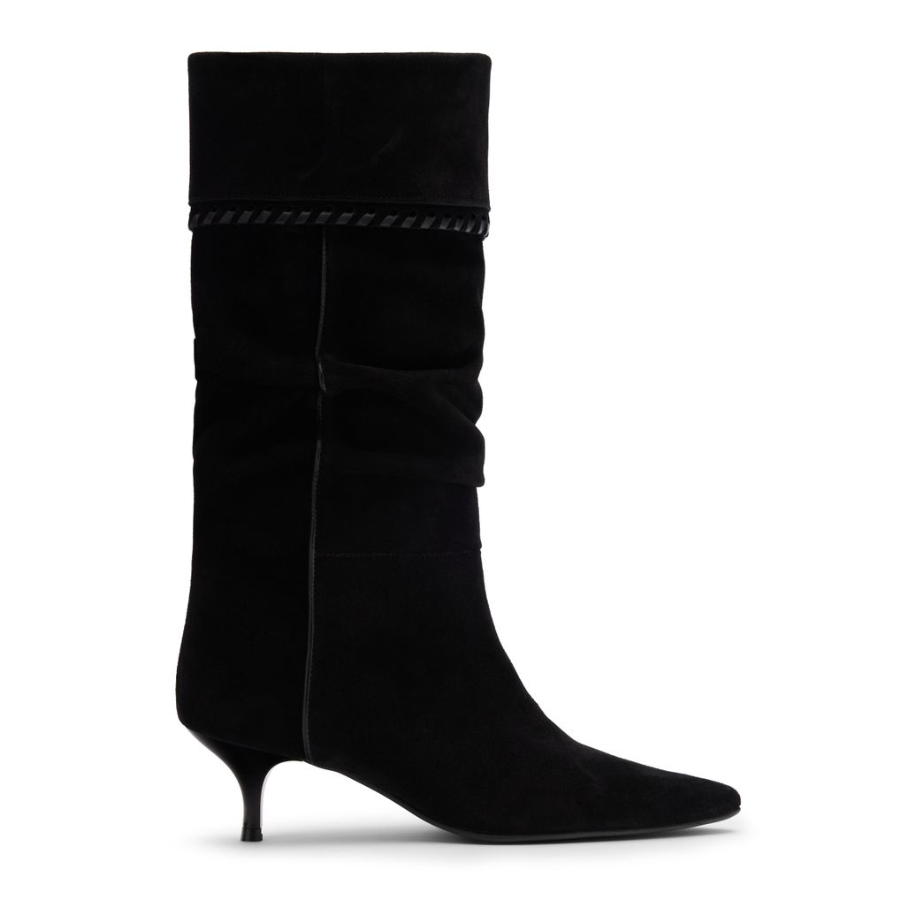 Bottes hautes à talon en daim - noir