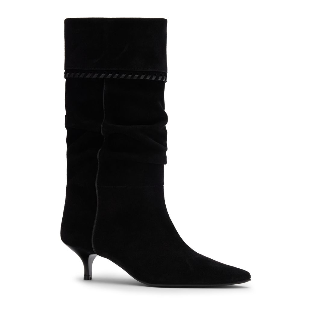 Bottes hautes à talon en daim - noir