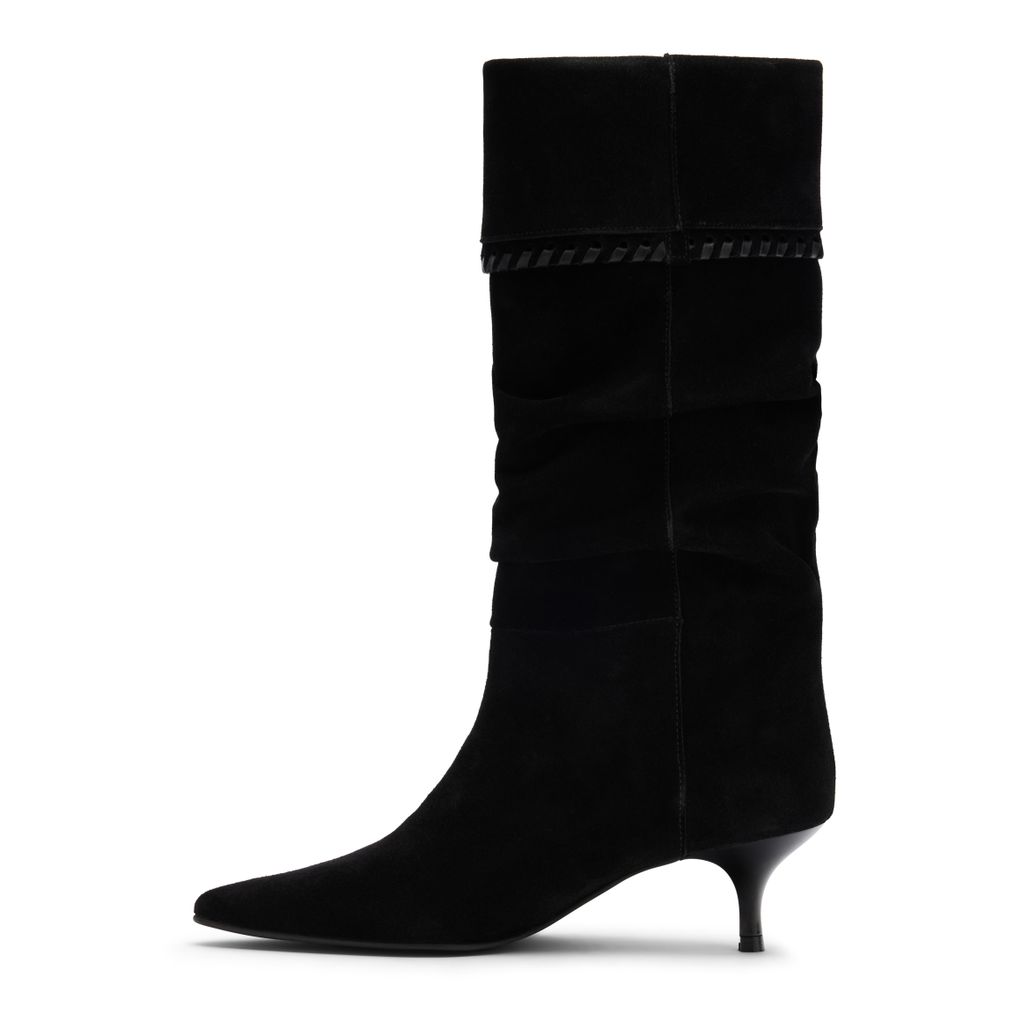 Bottes hautes à talon en daim - noir