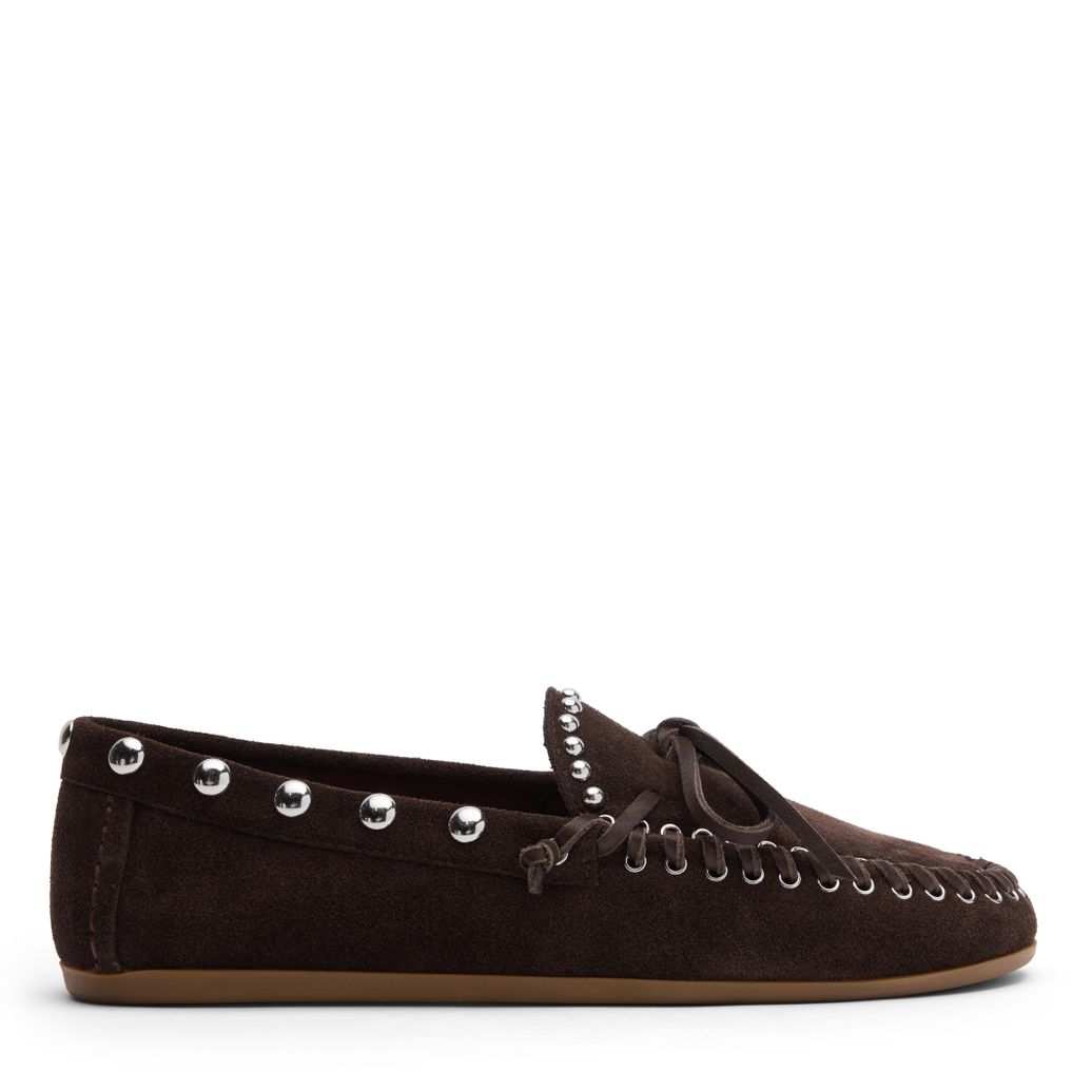 Donkerbruine suède bootschoenen met studs