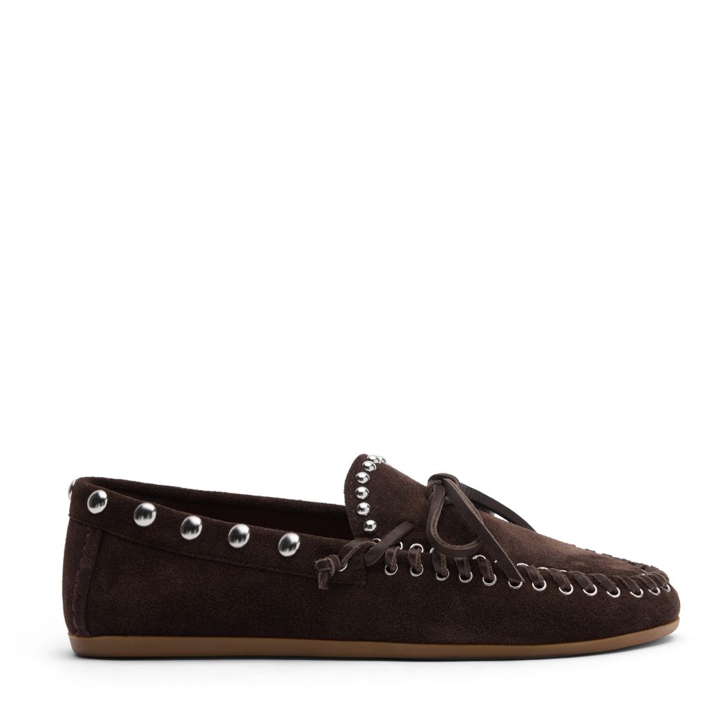 Chaussures bateau en daim avec clous - marron foncé