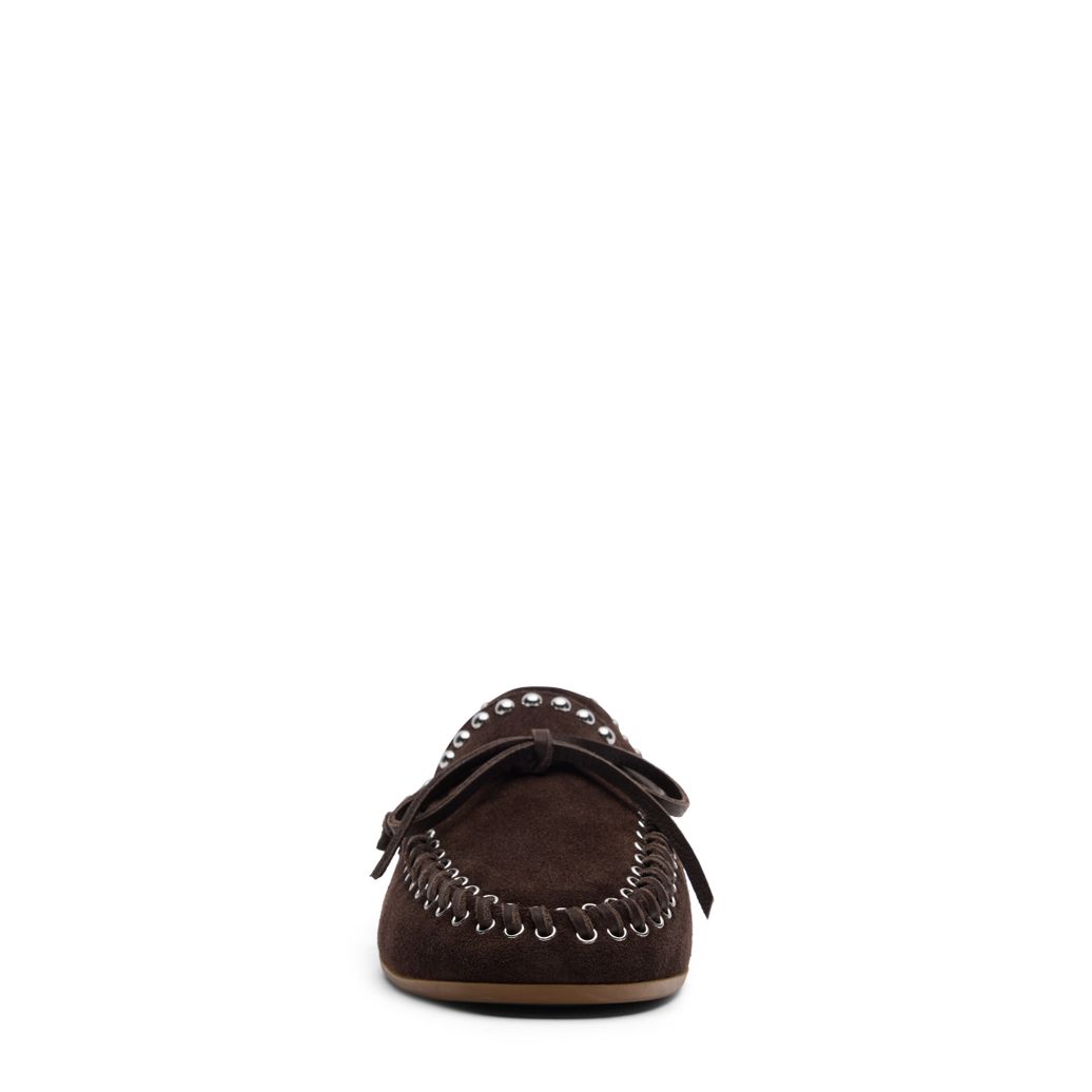 Donkerbruine suède bootschoenen met studs