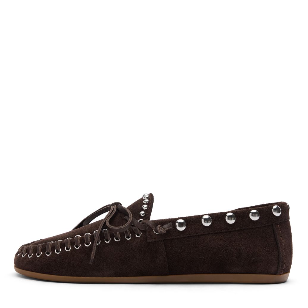 Chaussures bateau en daim avec clous - marron foncé