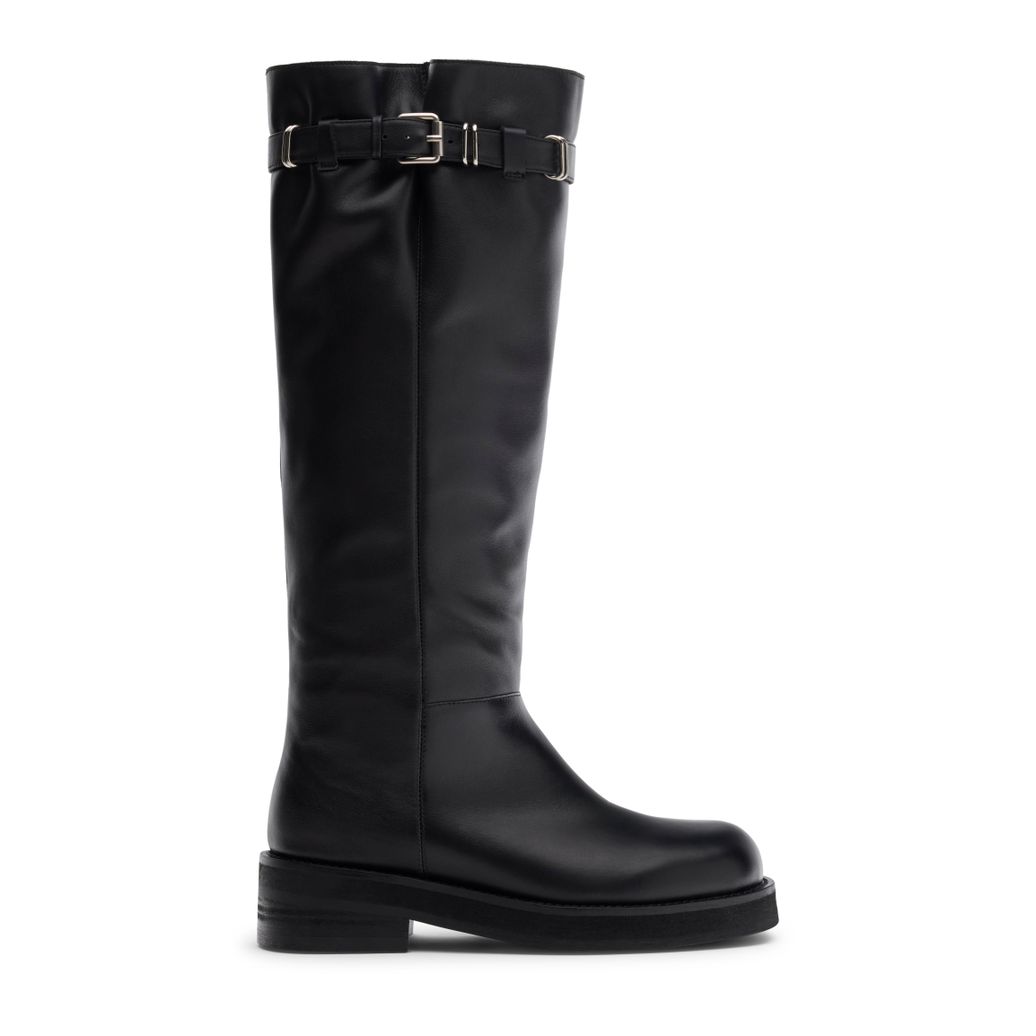 Biker boots en cuir à boucles - noir