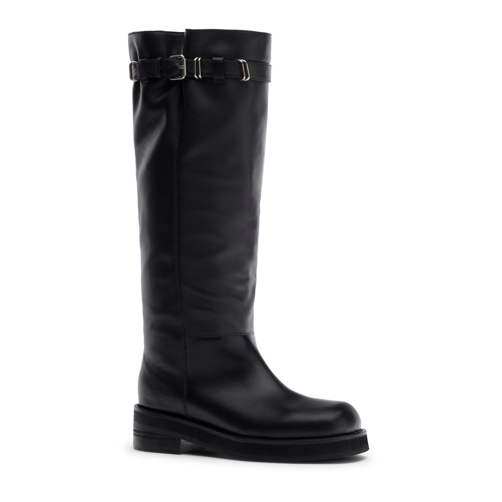 Biker boots en cuir à boucles - noir