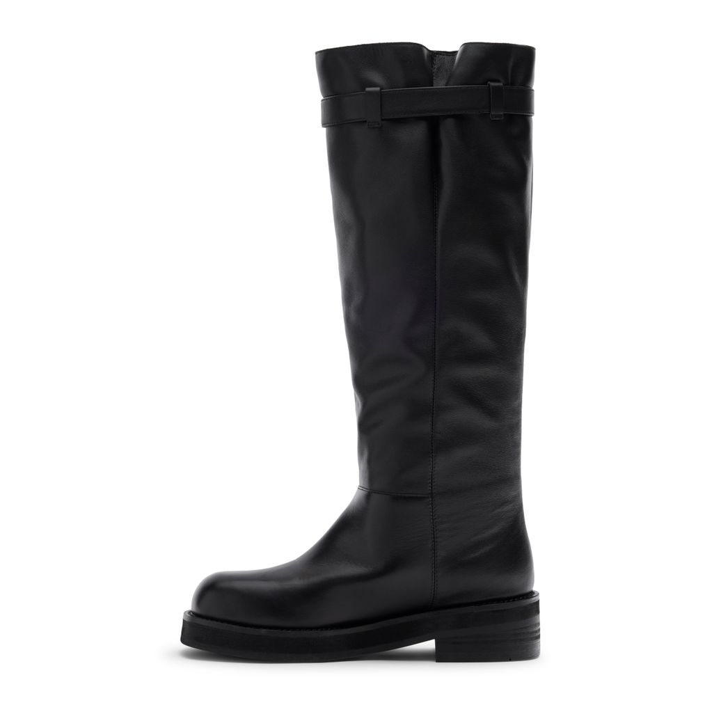 Biker boots en cuir à boucles - noir