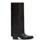 Zwarte leren laarzen met flap