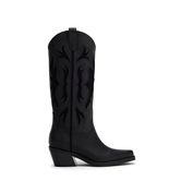 Zwarte leren cowboylaarzen met sierstiksels