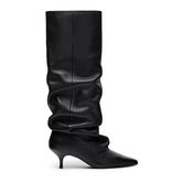 Schwarze Slouchy Boots aus Leder mit Absatz