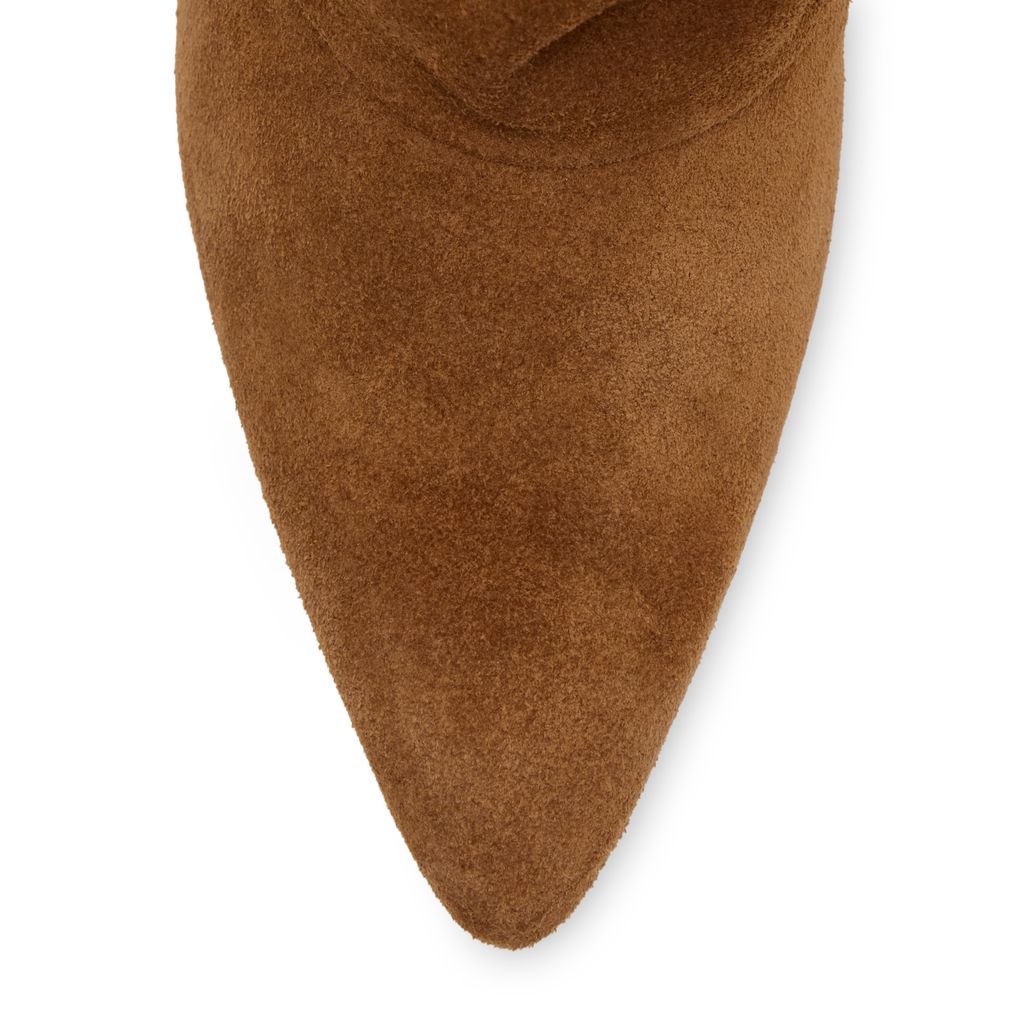 Braune Slouchy Boots aus Veloursleder mit Absatz