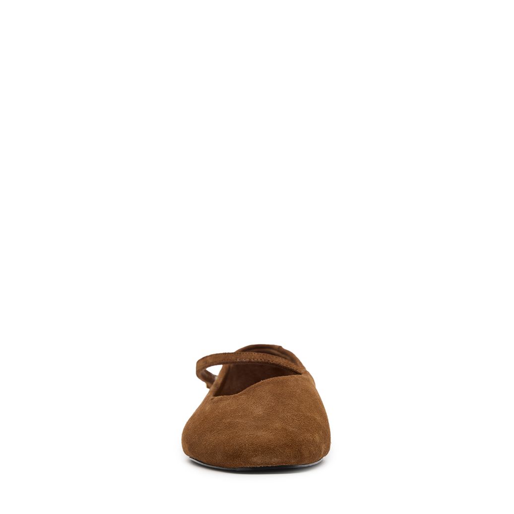 Taupefarbene Veloursleder-Ballerinas