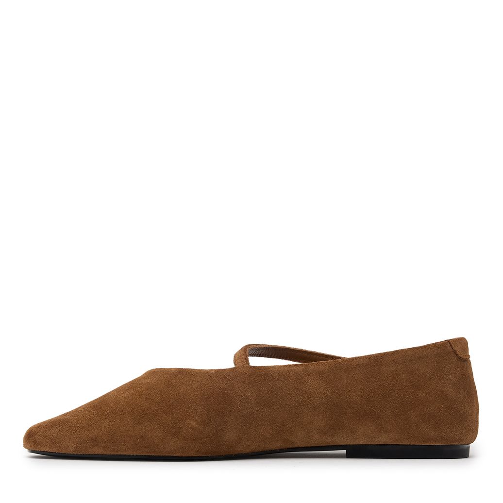 Taupefarbene Veloursleder-Ballerinas