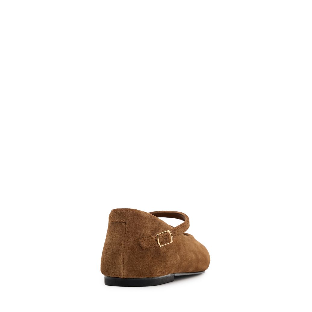 Taupefarbene Veloursleder-Ballerinas