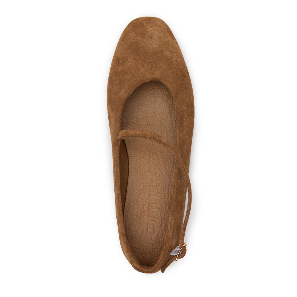Taupefarbene Veloursleder-Ballerinas