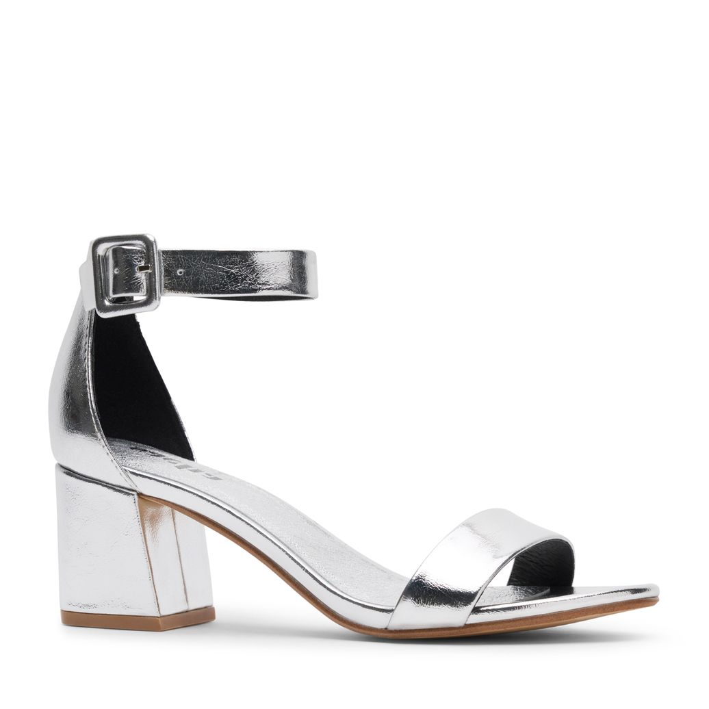 Zilveren pumps met blokhak