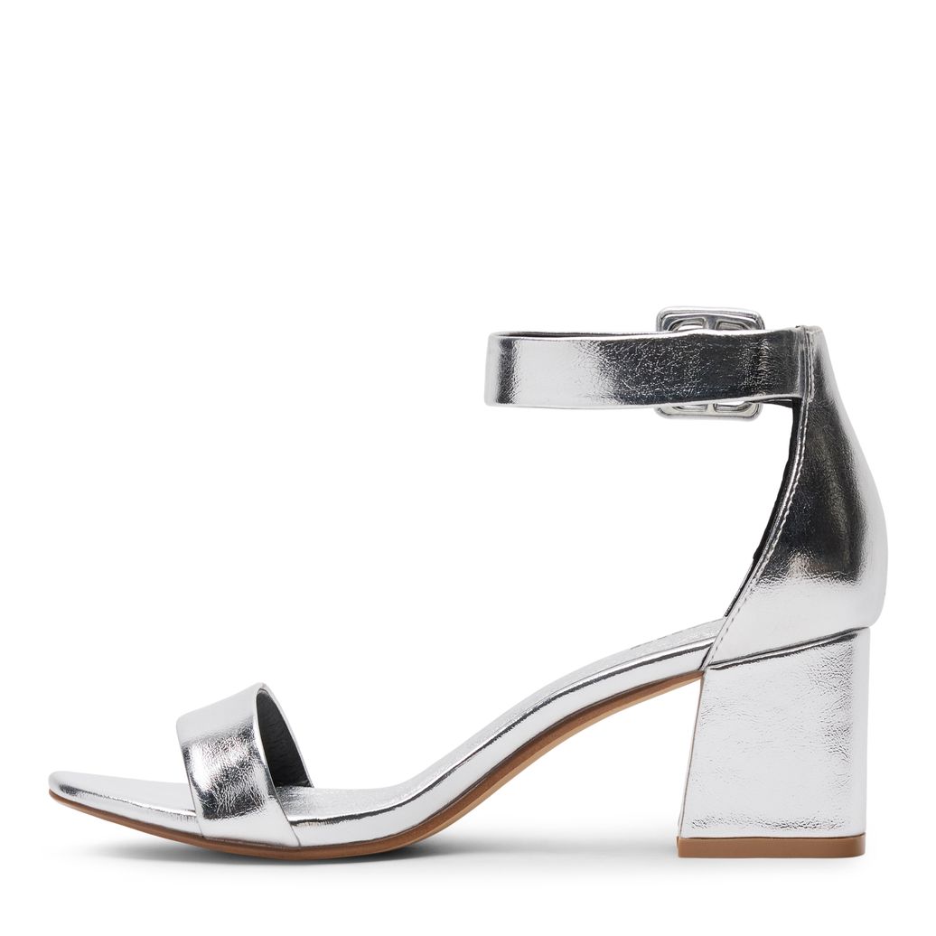 Zilveren pumps met blokhak