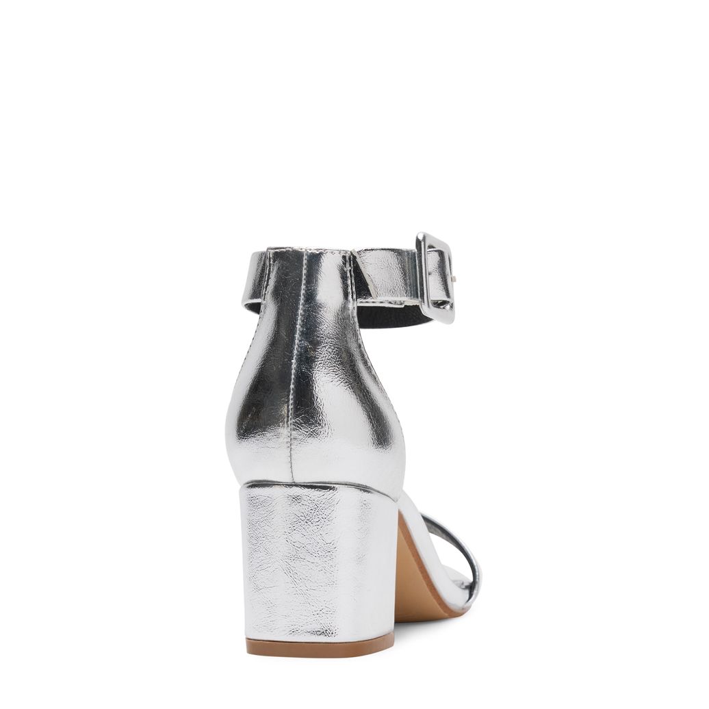 Zilveren pumps met blokhak