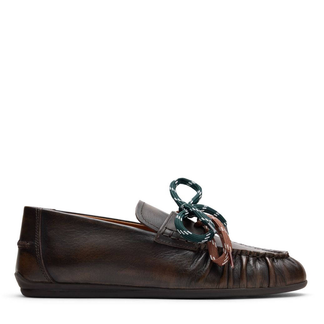 Brownwashed leren bootschoenen met veters