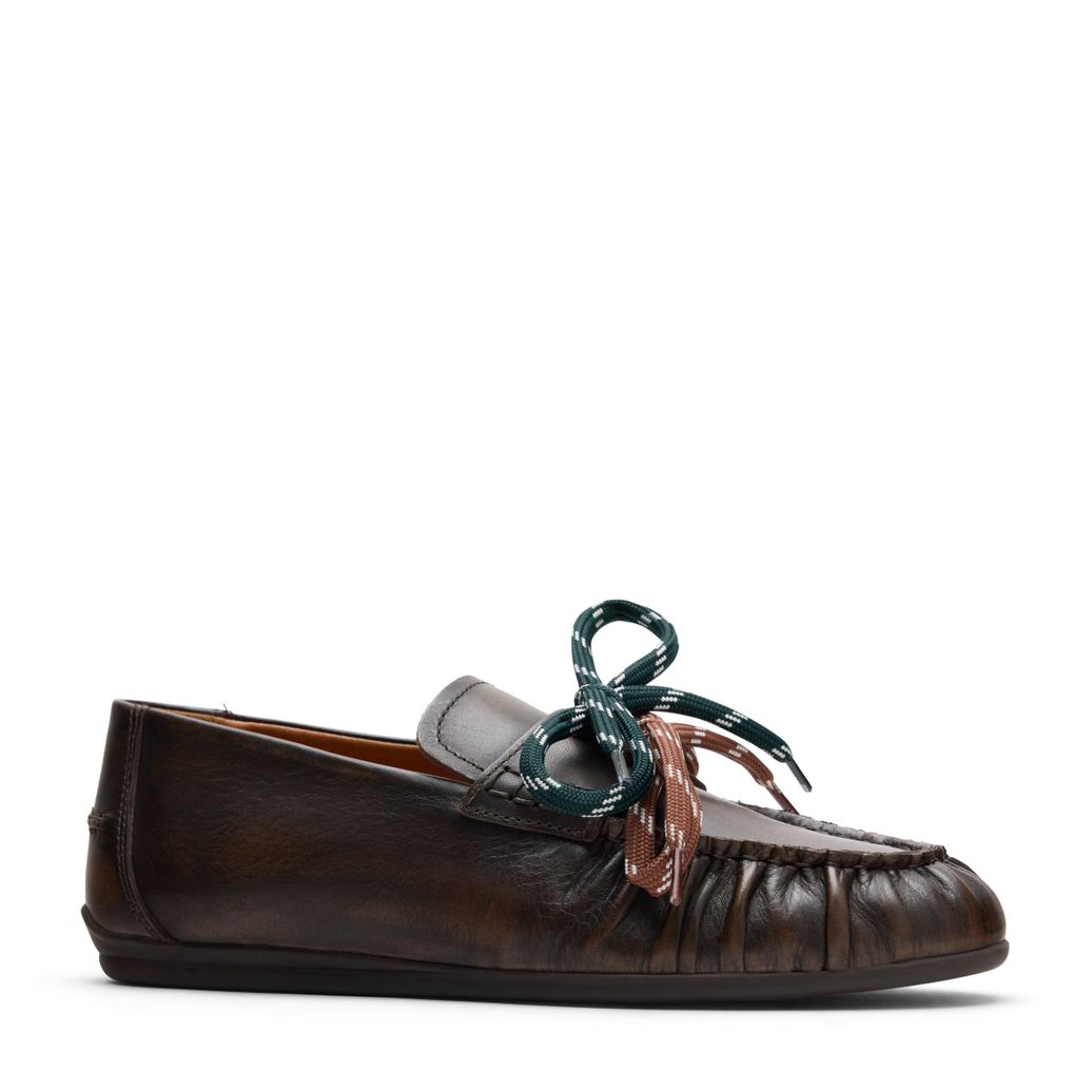 Brownwashed leren bootschoenen met veters