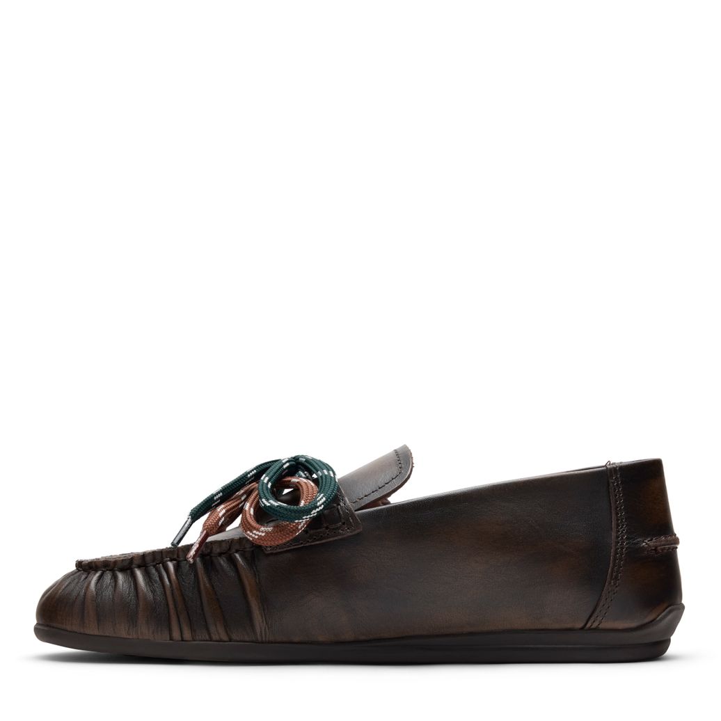 Brownwashed leren bootschoenen met veters