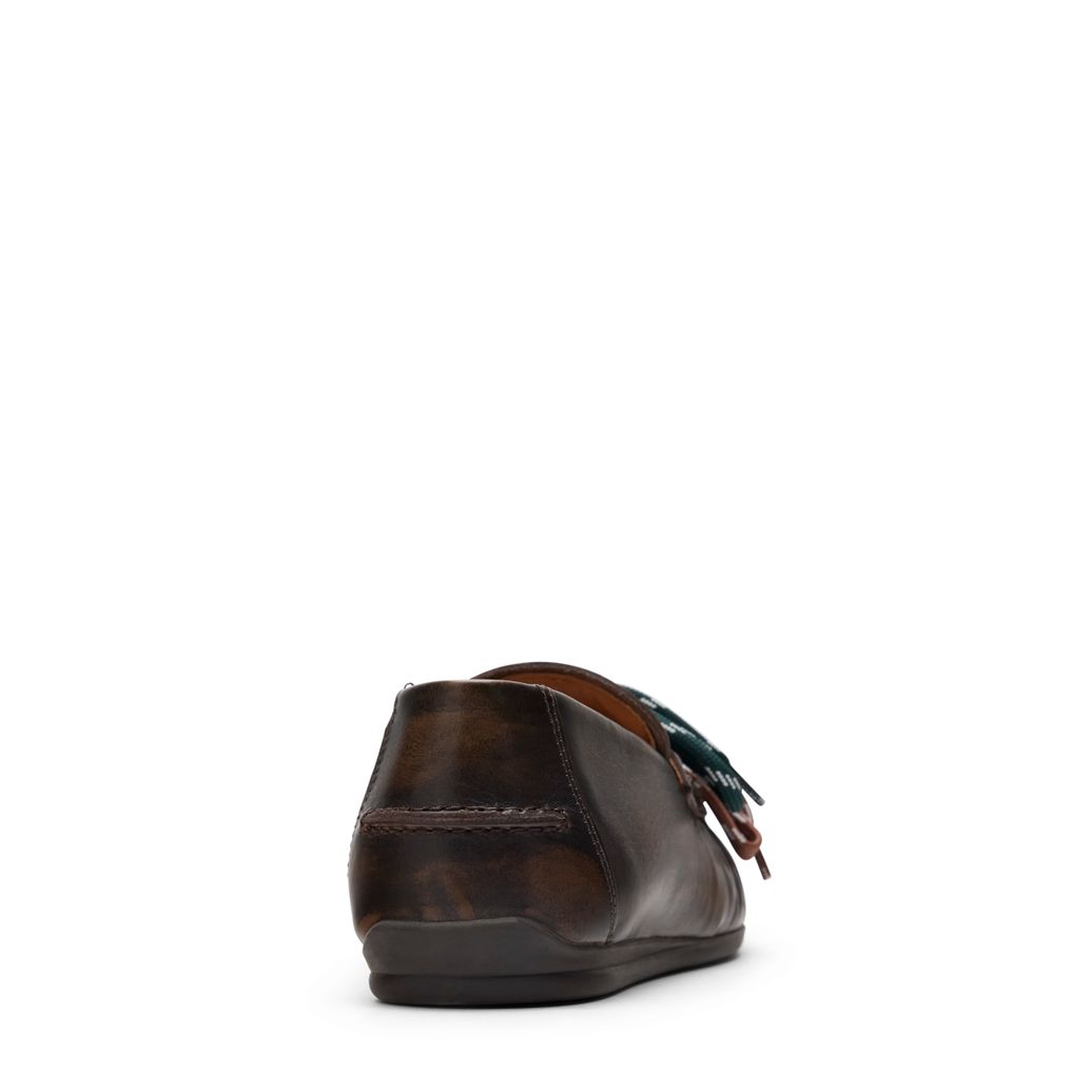 Brownwashed leren bootschoenen met veters