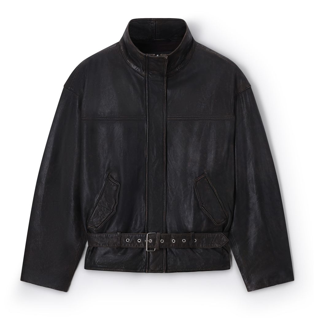 Donkerbruin leren biker jack