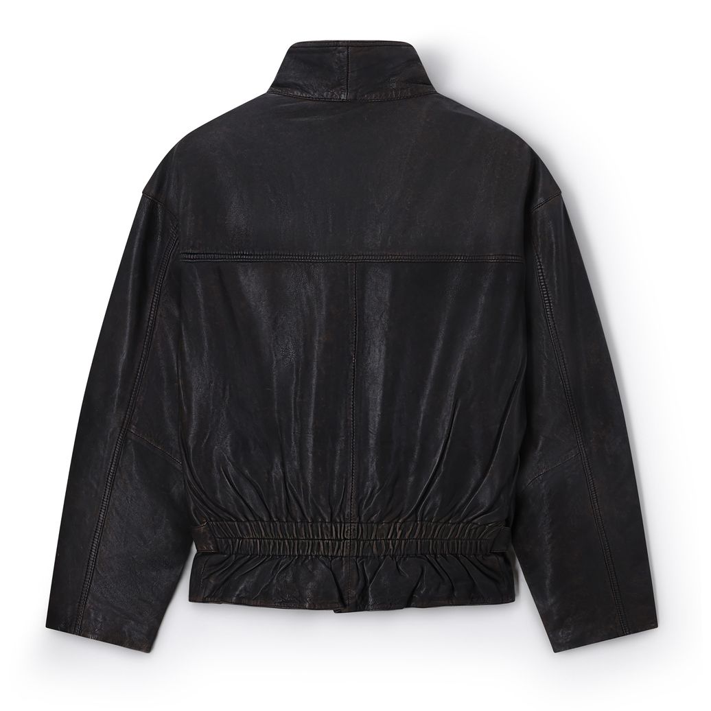 Donkerbruin leren biker jack